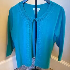 Coldwater Creek Turquoise Open-Front Cardigan